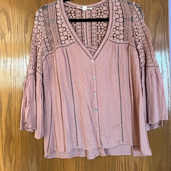 Love Stitch Boho Du Jour Crochet Blouse - Color Pink Size Small - Picture 5 of 8